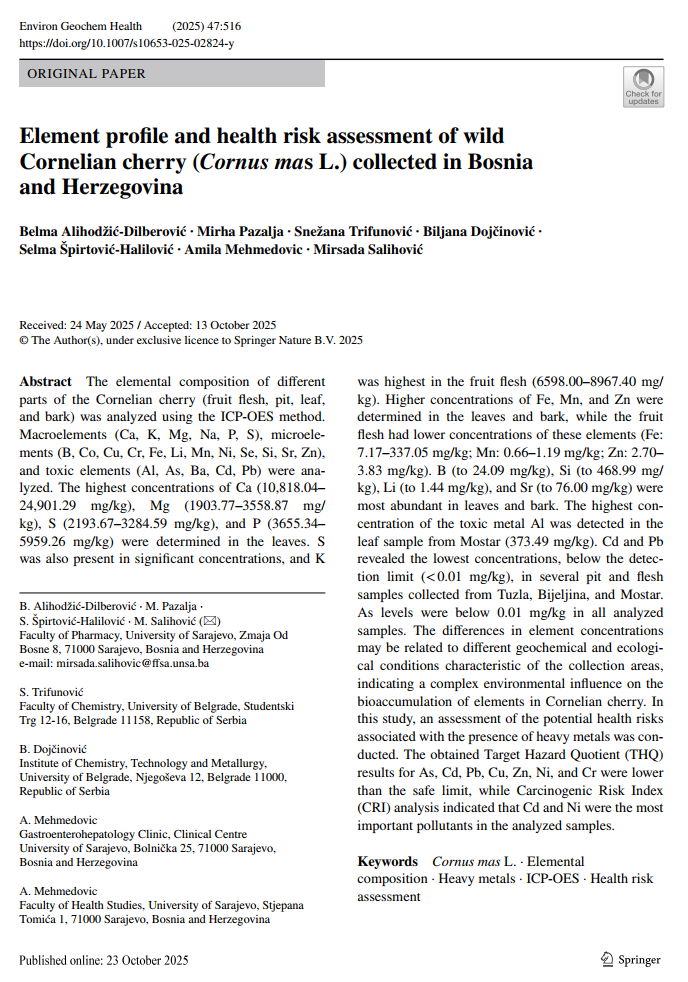 Element profile and health risk assessment